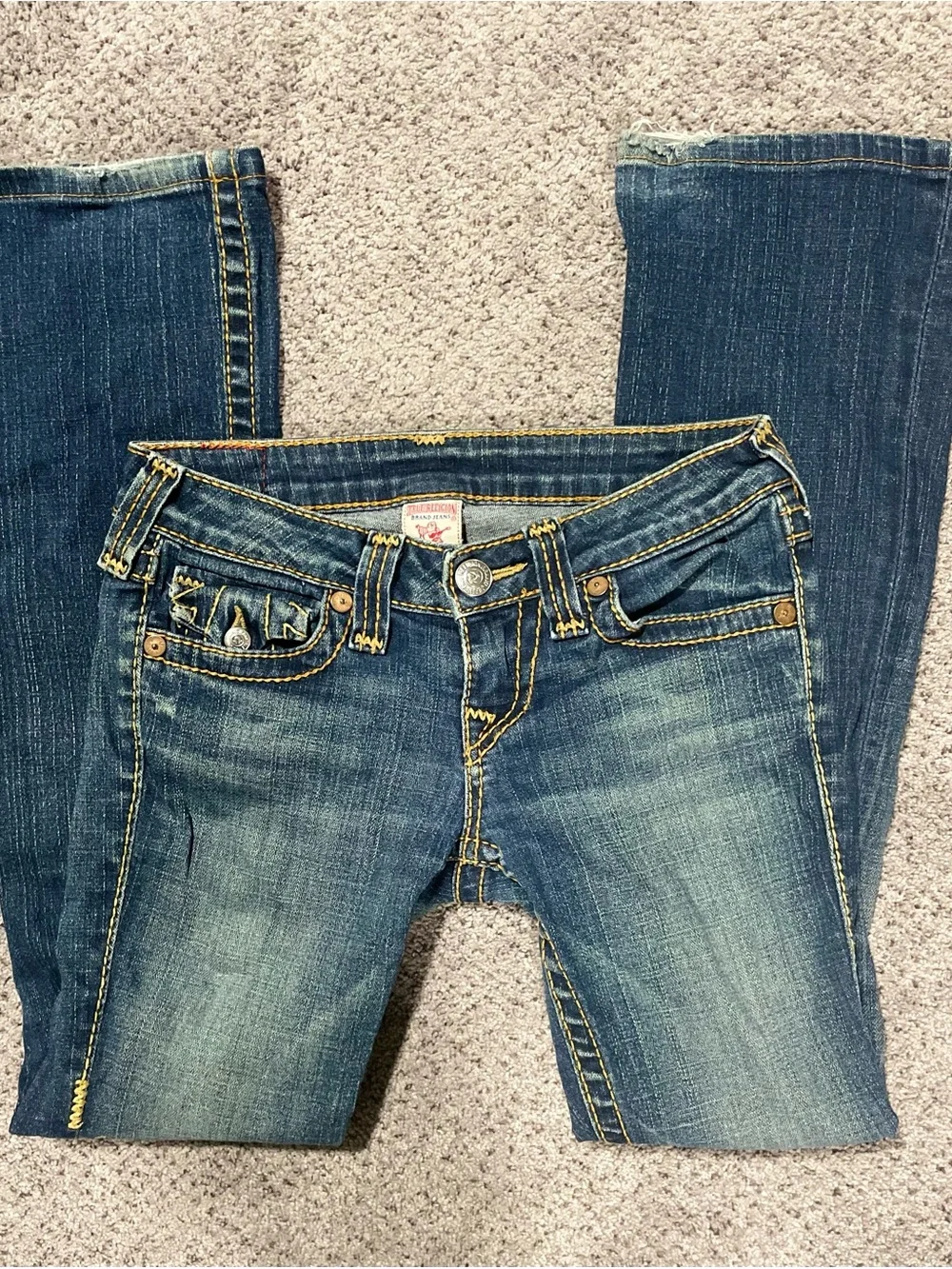 Vintage True Religion Becky Big T Bootcut Jeans Sz 25 Made in USA Y2K Low Rise - Picture 4 of 9